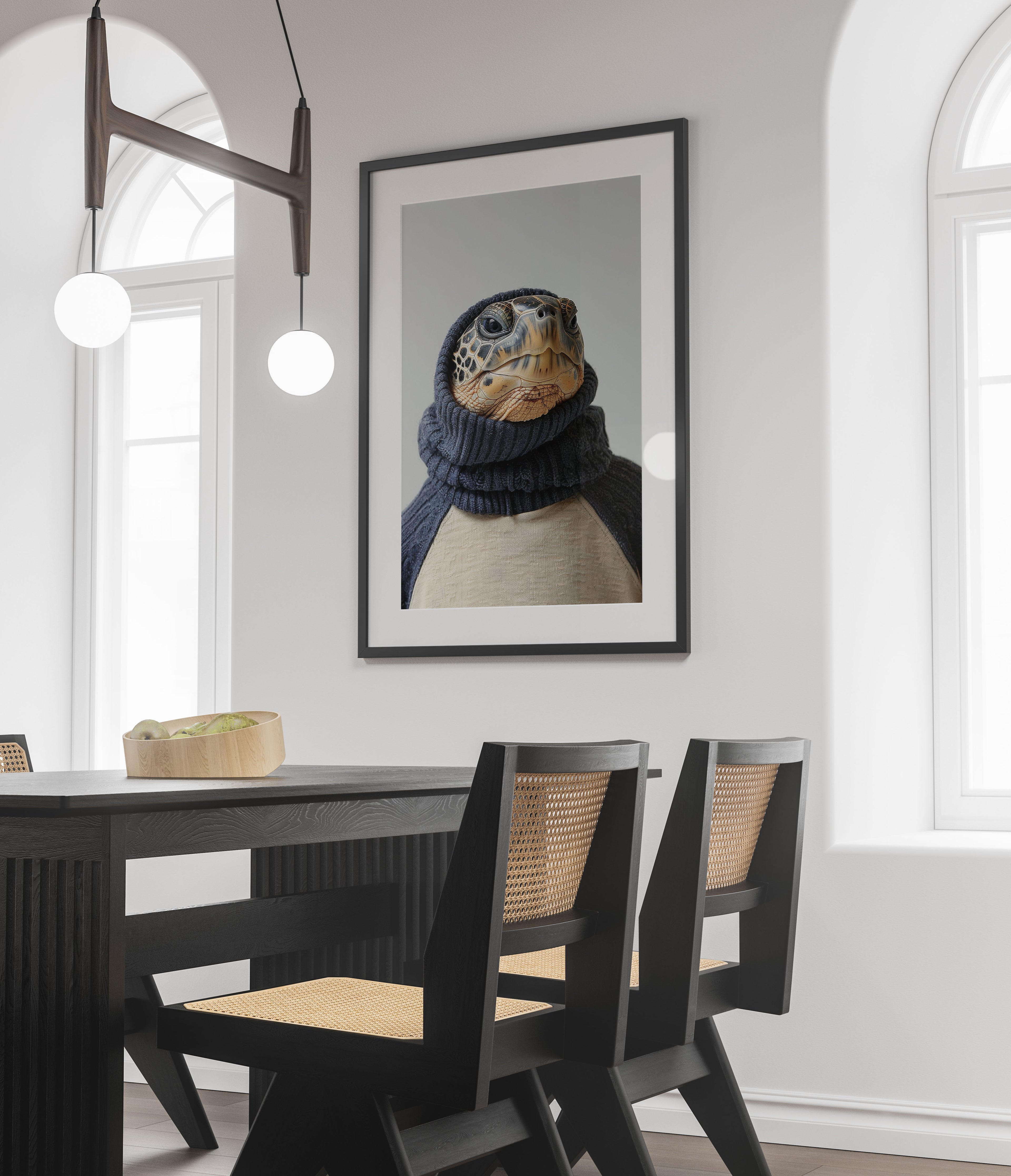 Turtle in Turtleneck Art Print - Quirky Animal Wall Decor