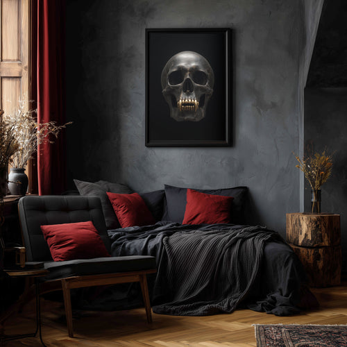 Vampire Skull Art Print - Gothic Wall Art - Dark Luxury Home Decor