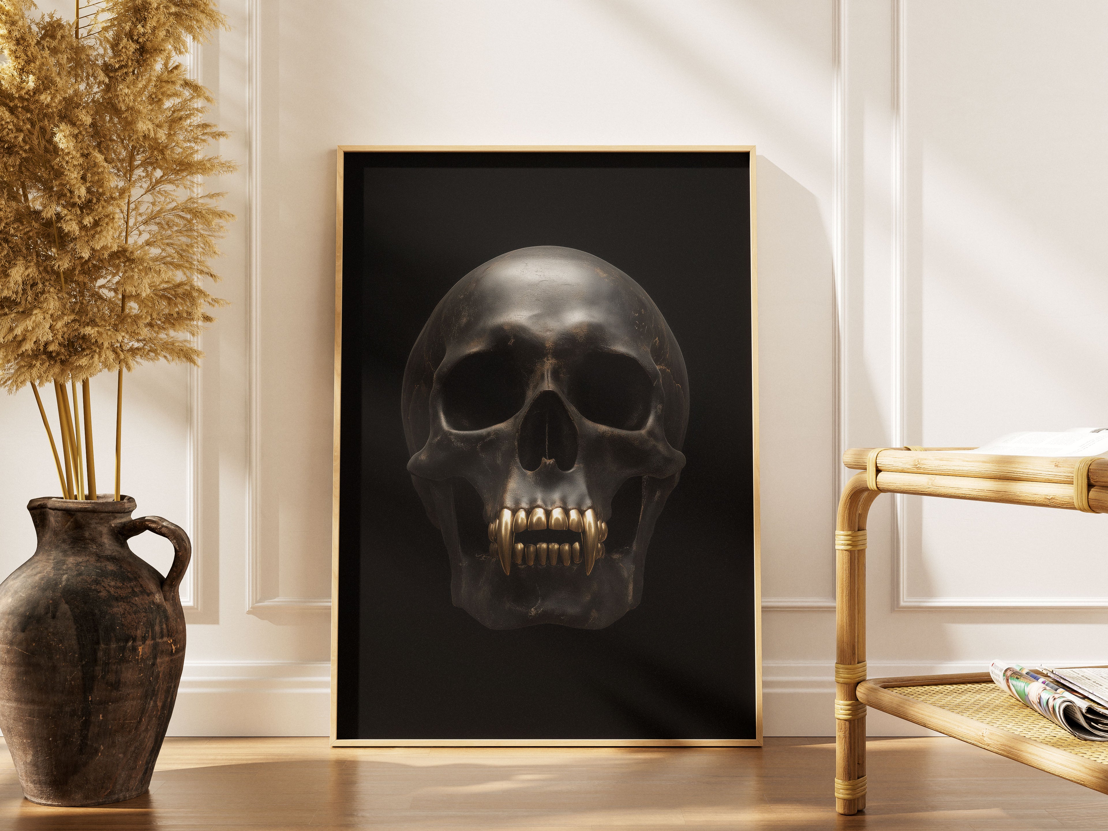 Vampire Skull Art Print - Gothic Wall Art - Dark Luxury Home Decor