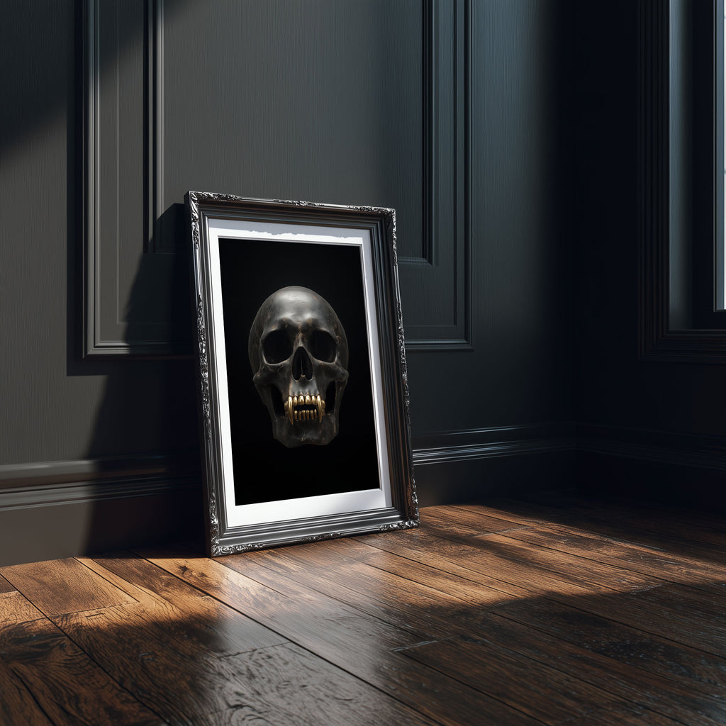 Vampire Skull Art Print - Gothic Wall Art - Dark Luxury Home Decor