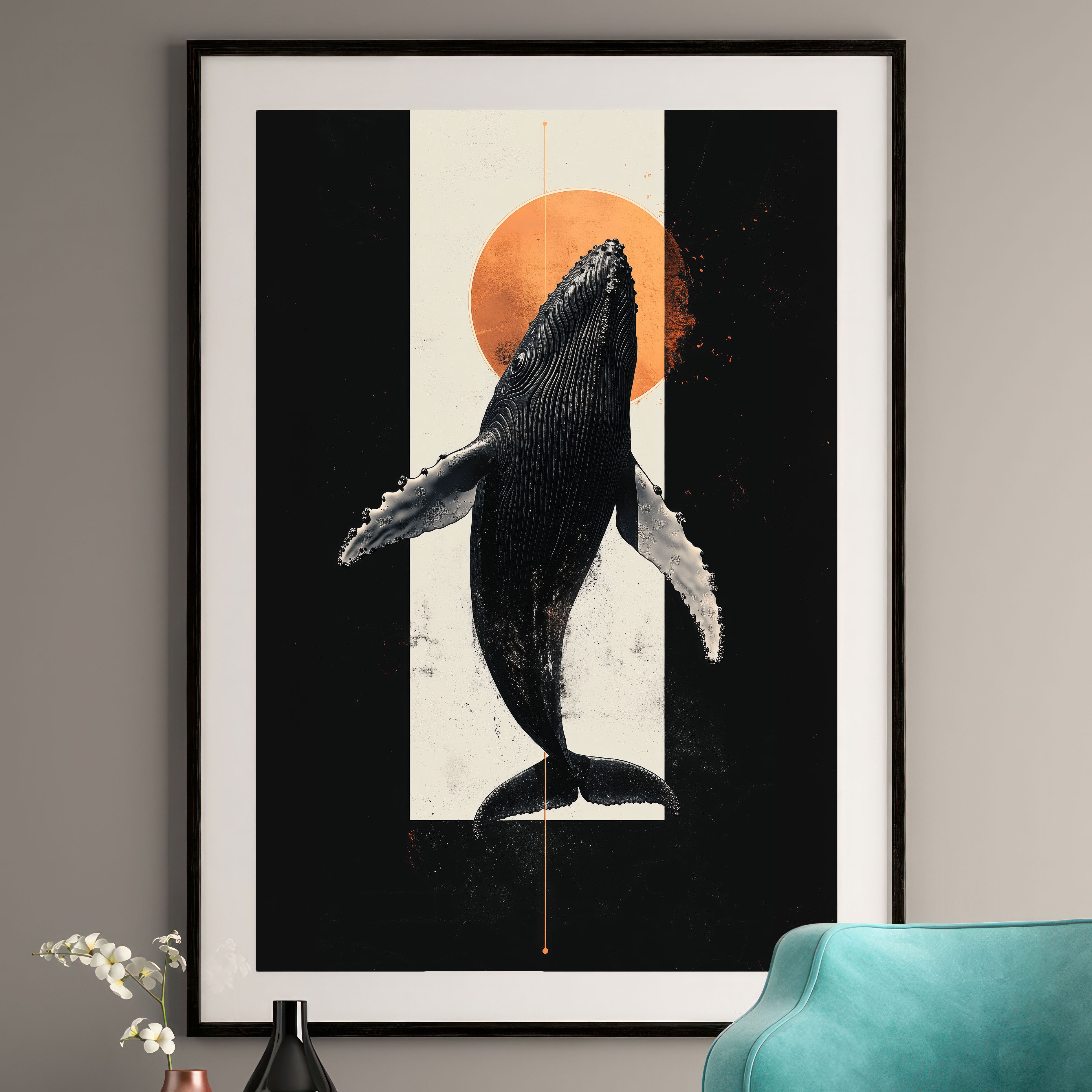 Humpback Whale Print - Minimalist Whale Wall Art