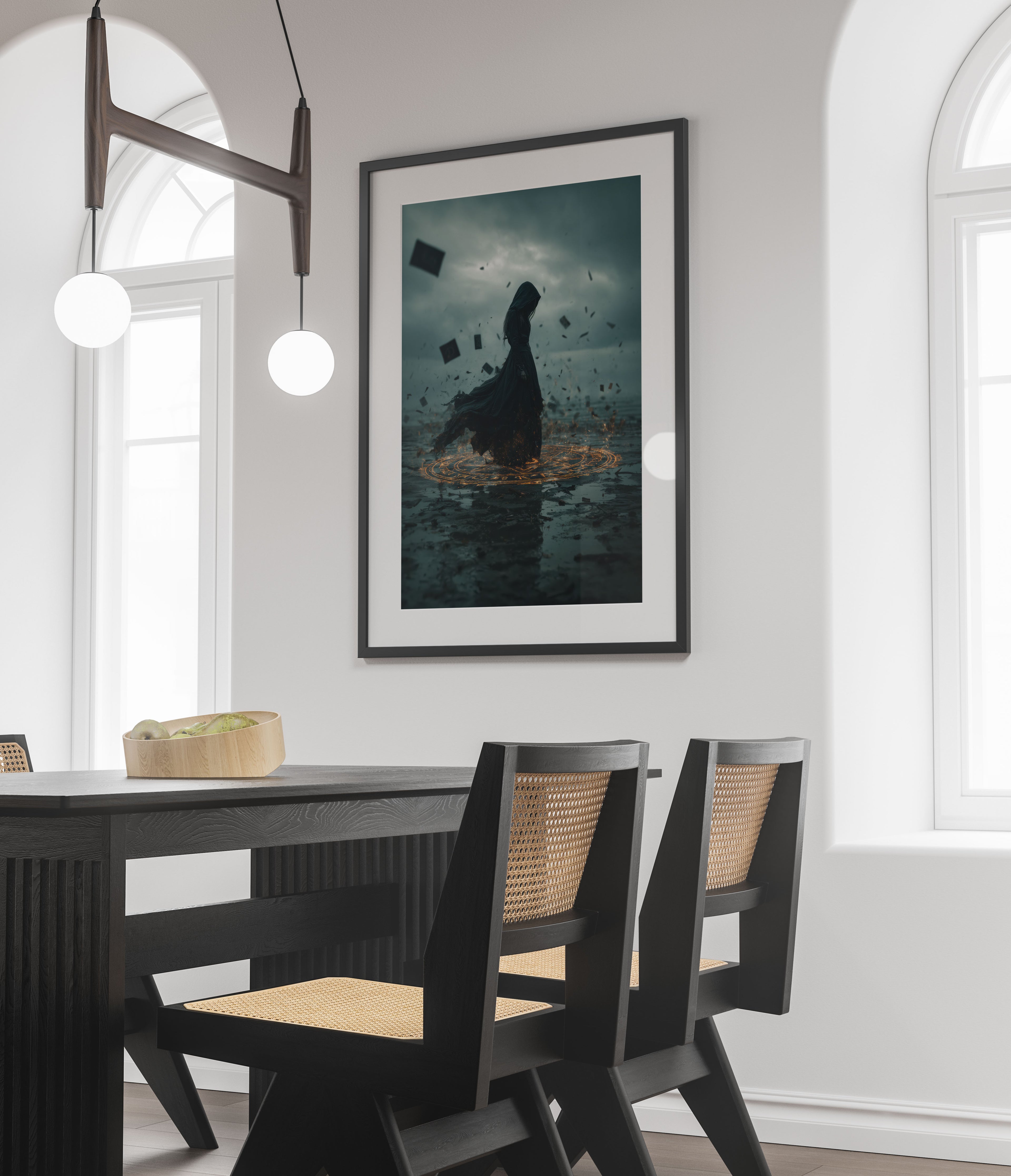 Witch in Magic Circle Art Print - Dark Fantasy Wall Art - Gothic Home Decor