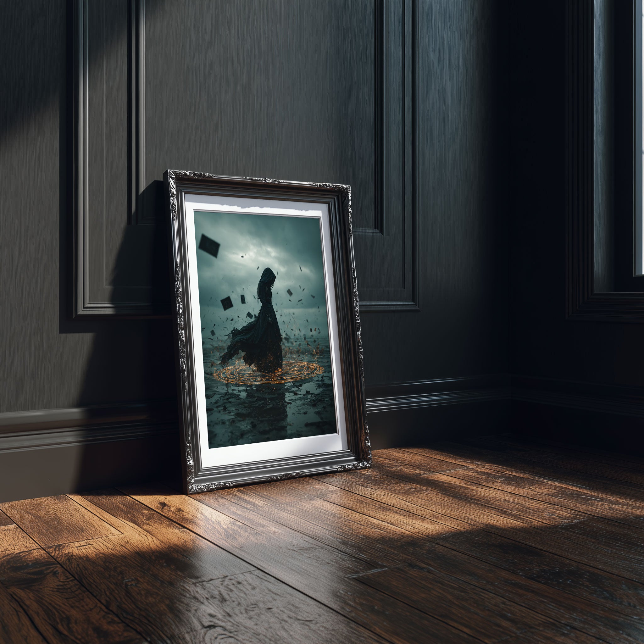Witch in Magic Circle Art Print - Dark Fantasy Wall Art - Gothic Home Decor