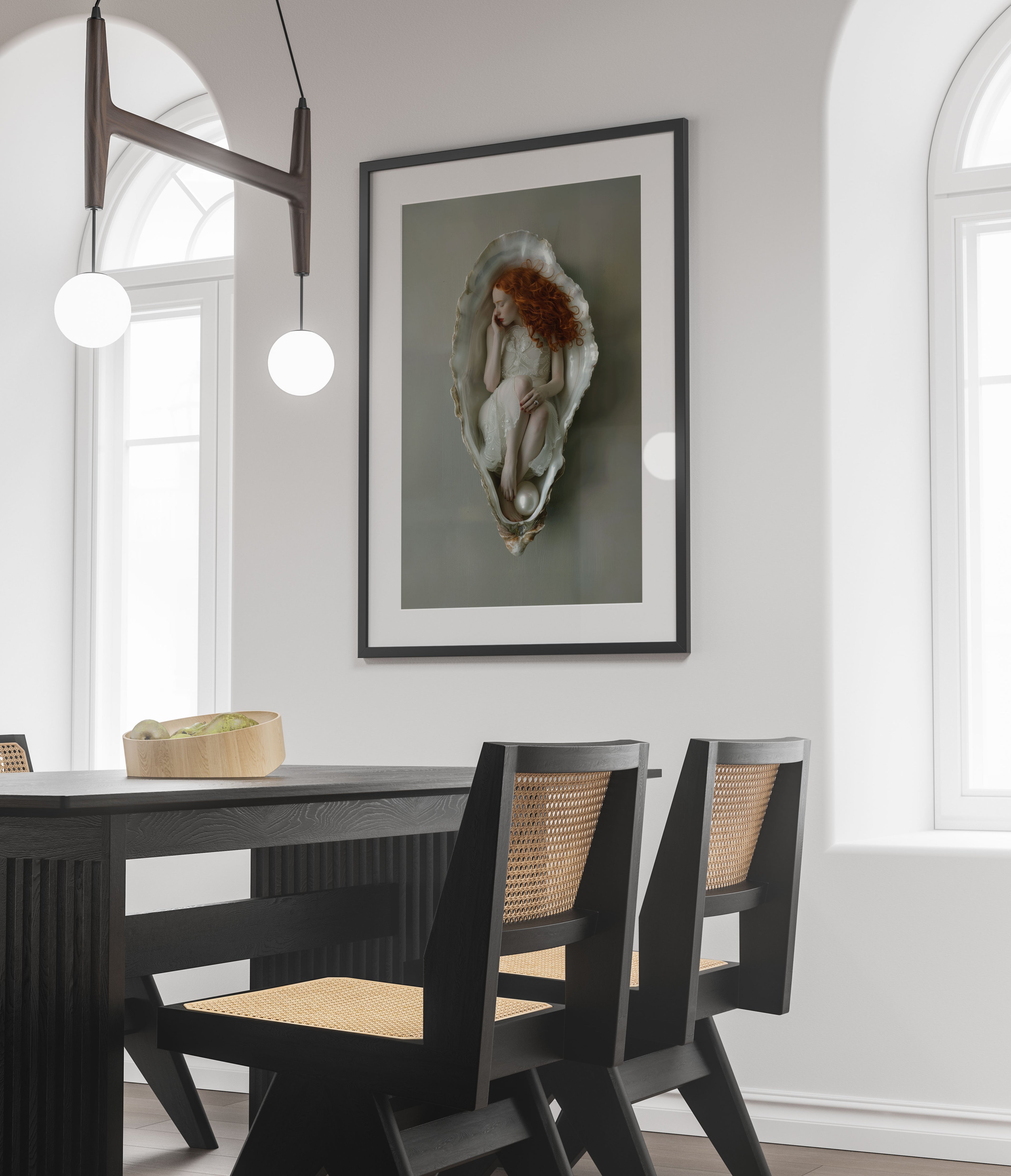 Sleeping Beauty Art Print - Redhead in Oyster Shell