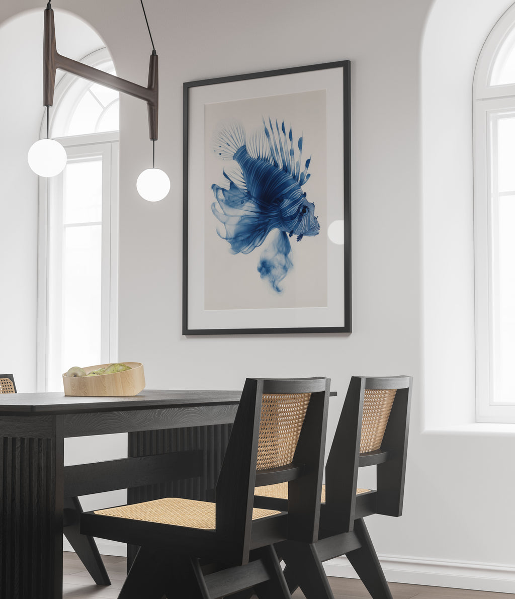 X-ray Lionfish Art Print - Blue Nautical Wall Art