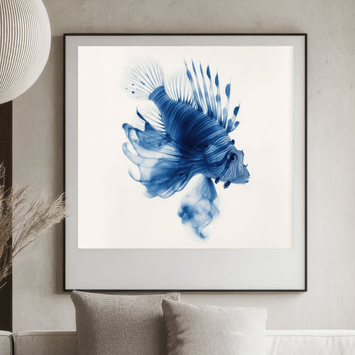X-ray Lionfish Art Print - Blue Nautical Wall Art
