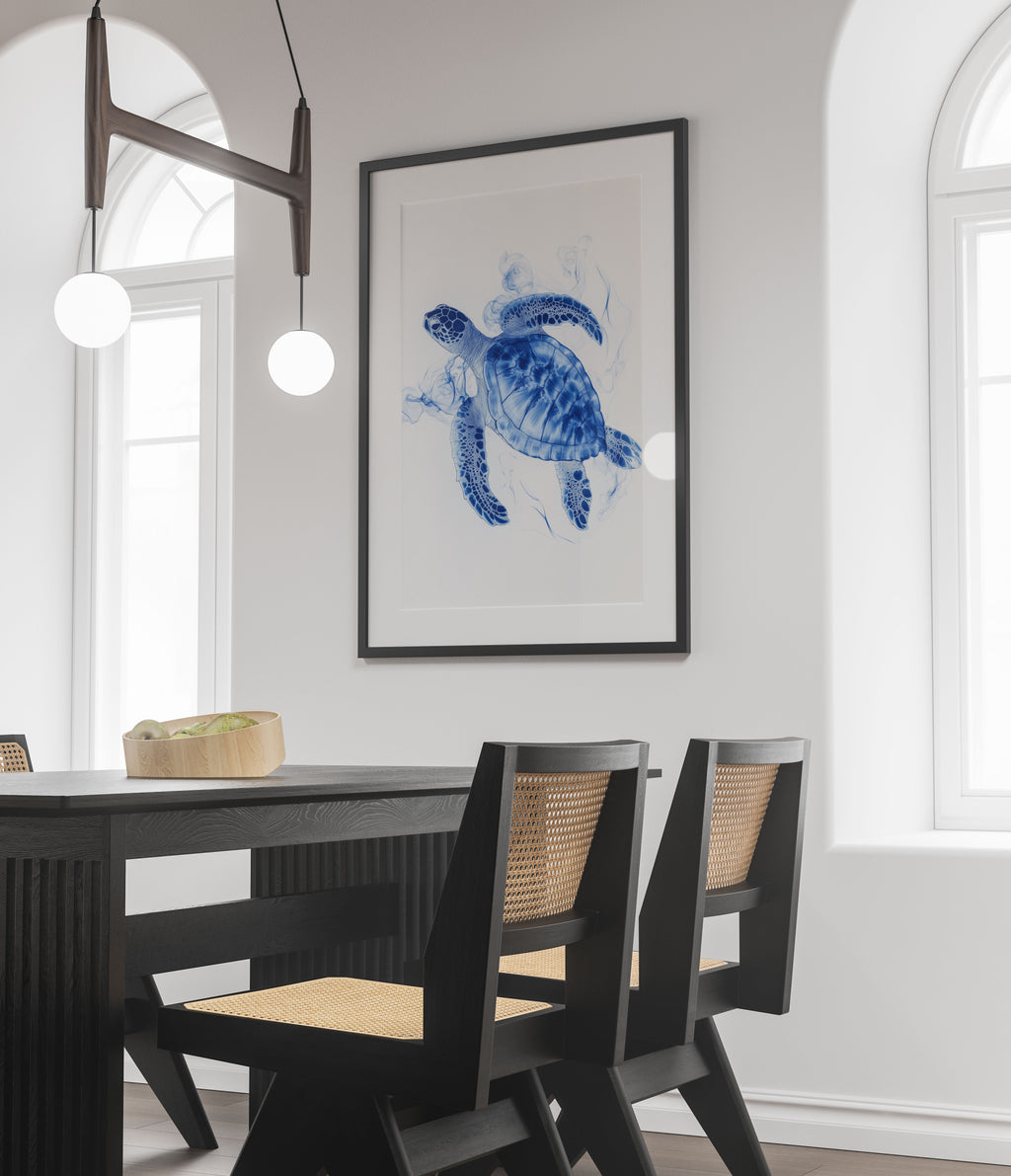 Sea Turtle X-Ray Art Print – Monochromatic Coastal Wall Decor