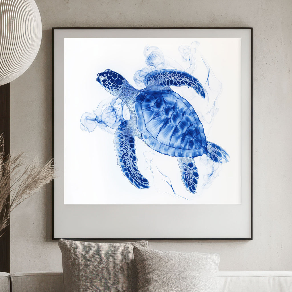 Sea Turtle X-Ray Art Print – Monochromatic Coastal Wall Decor