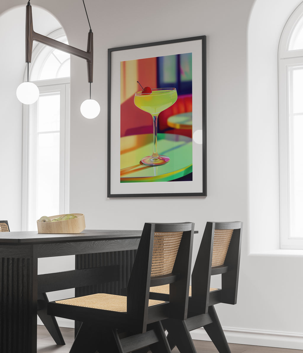 Yellow Cocktail Art Print – Lemon Drop Martini – Modern Bar Decor