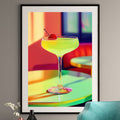 Yellow Cocktail Art Print – Lemon Drop Martini – Modern Bar Decor