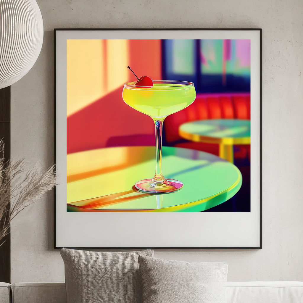 Yellow Cocktail Art Print – Lemon Drop Martini – Modern Bar Decor