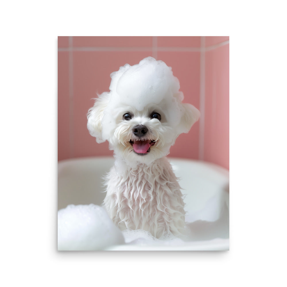 Bichon Frise Bathtime Art Print - Adorable Dog Wall Art