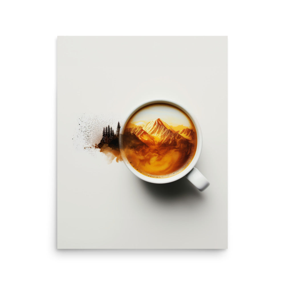 Mountain Range Coffee Art Print - PNW Inspired Wall Art