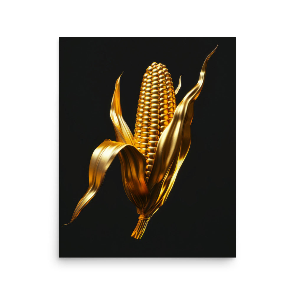 Gold Corn Art Print -  Luxury Kitchen Wall Art