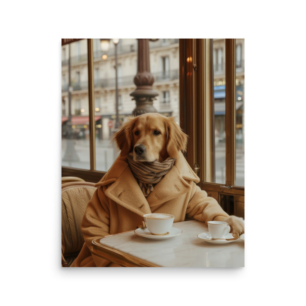 Golden Retriever Art Print - Wes Anderson Style