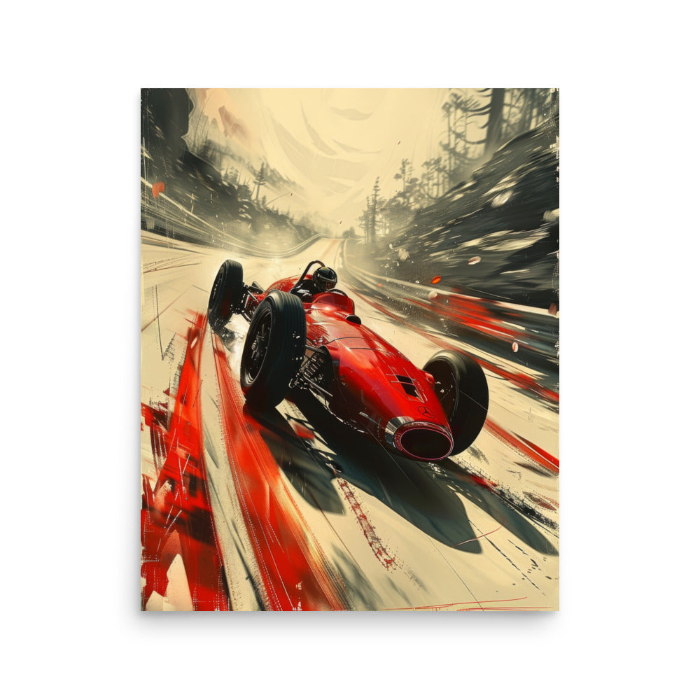 Vintage Formula 1 Art Print - 1950s Mercedes Race Car