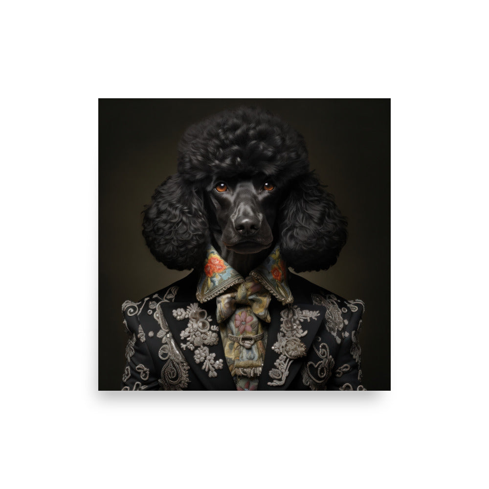 Zorro Black Poodle Art Print - Poodle Wall Art