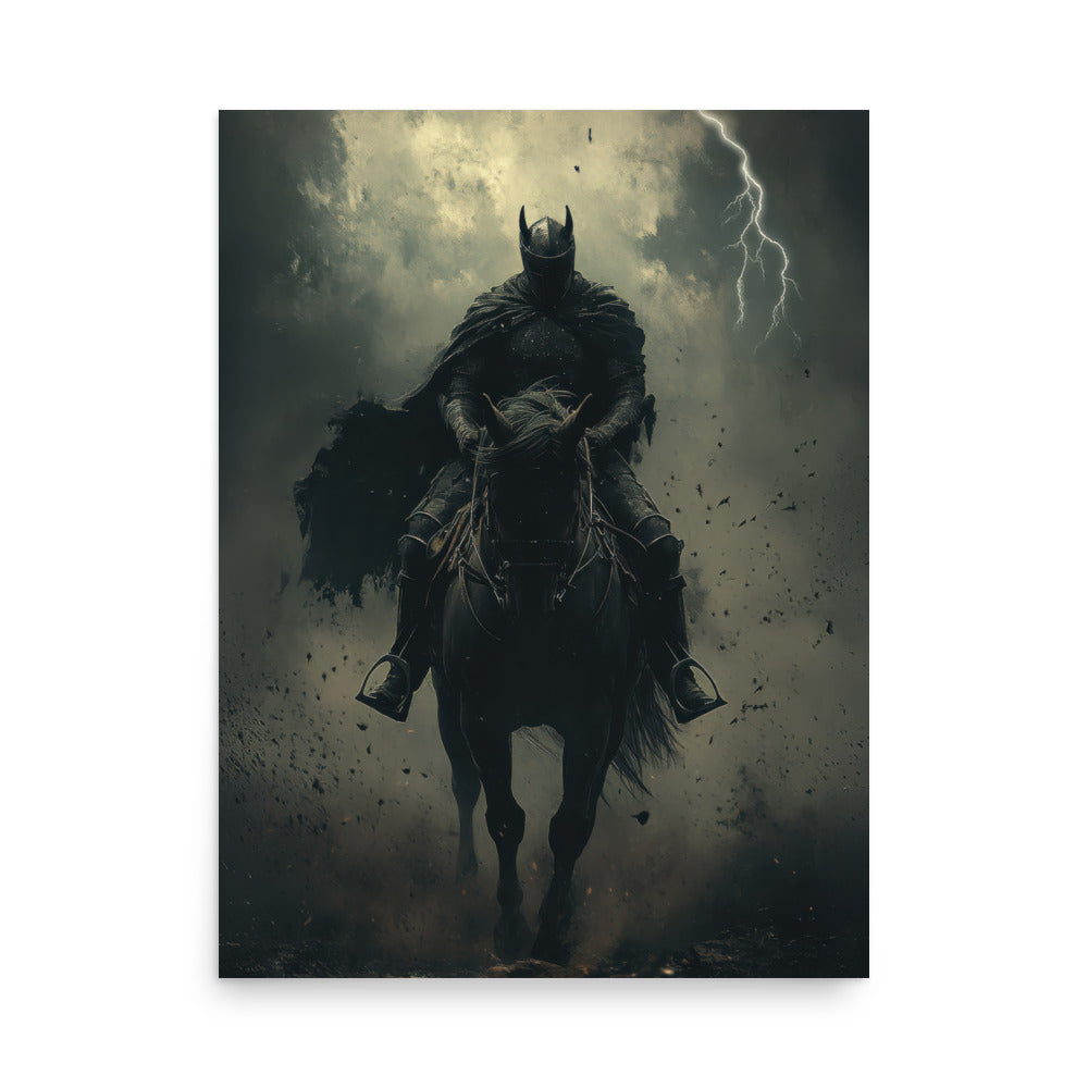 Dark Rider Fantasy Art Print - Knight on Horseback Wall Art