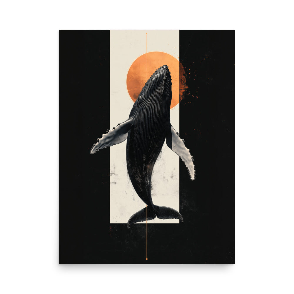 Humpback Whale Print - Minimalist Whale Wall Art