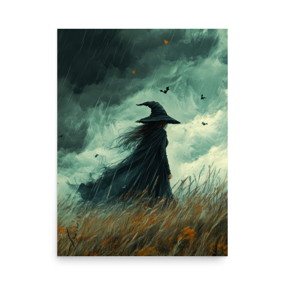 Witch in Storm Fantasy Art Print - Gothic, Witchy, & Occult Home Decor