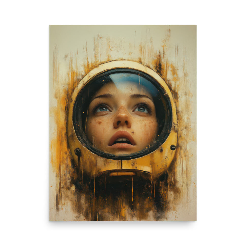 Astronaut's Gaze Art Print - Surreal Portrait, Space Decor