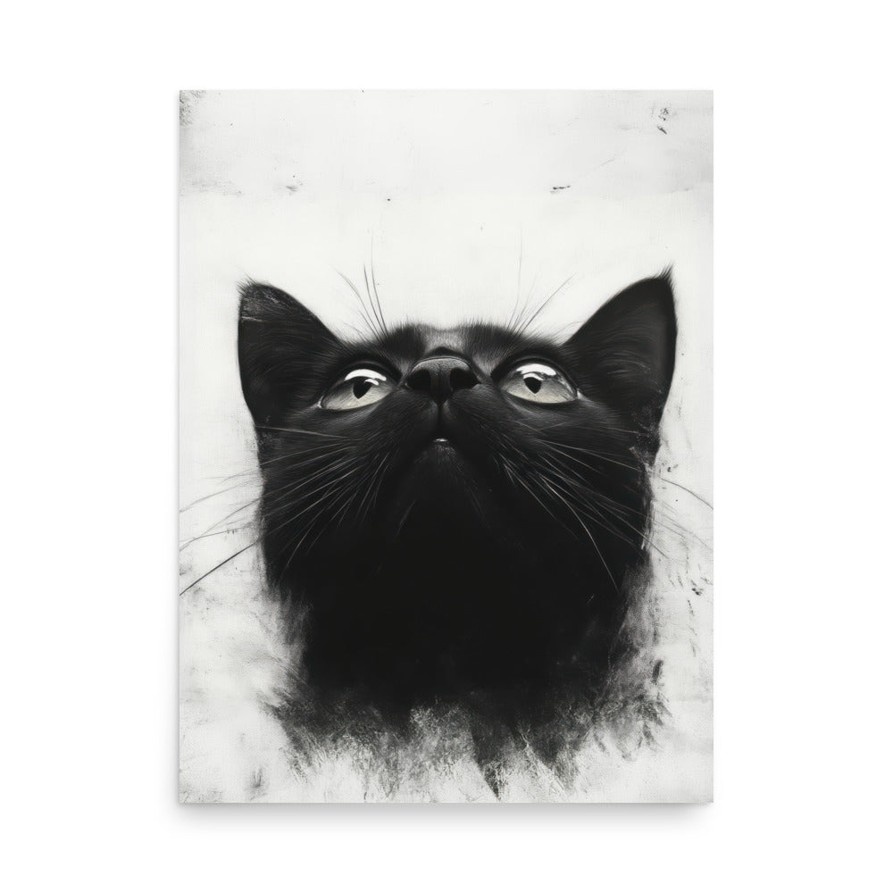 Black Cat Portrait - Intense Eyes Wall Art - Fine Art Print