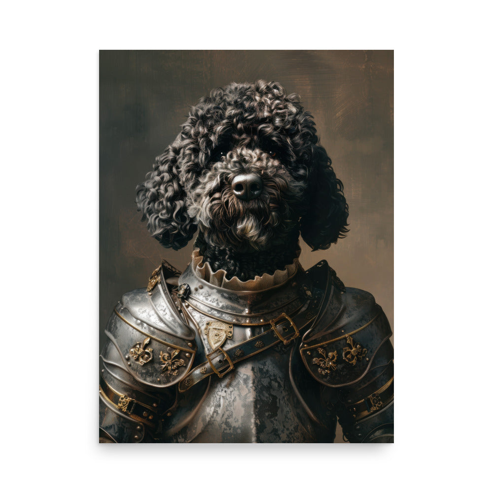 Majestic Poodle Knight Art Print - Whimsical Dog Wall Decor