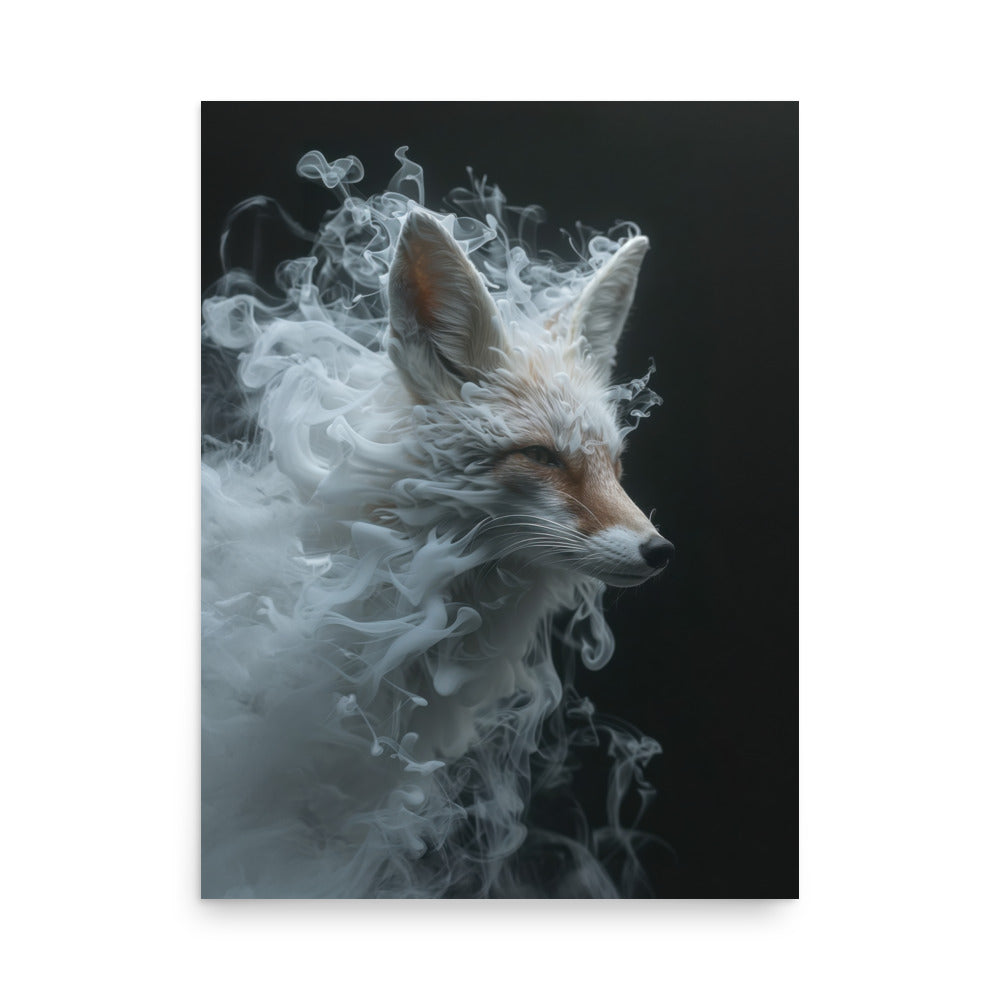Ethereal Smoke Fox Art Print - Mystical Wall Decor