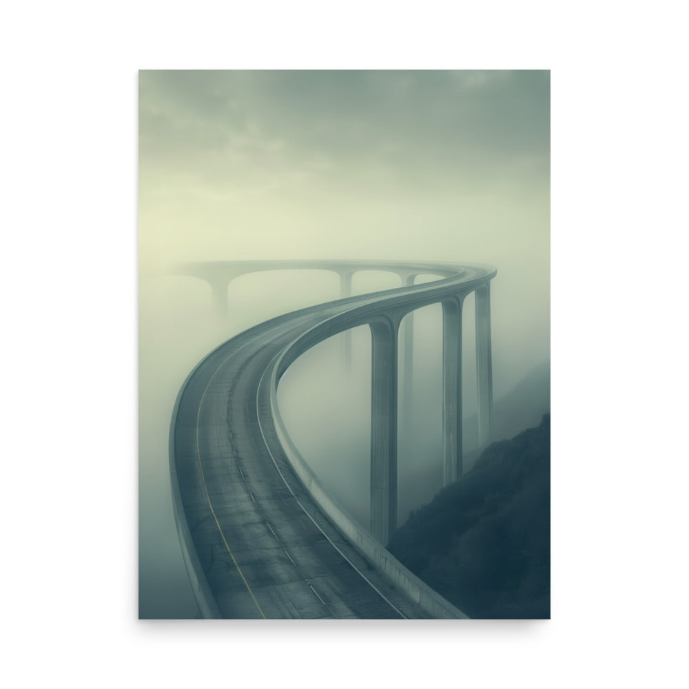 Ethereal Highway Art Print | Foggy Bridge | Modern Wall Art
