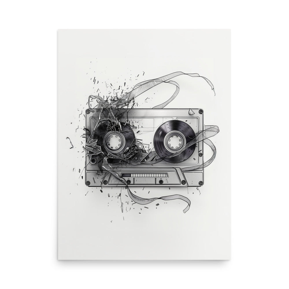 Vintage Cassette Tape Art Print - Retro Music Nostalgia - Wall Decor