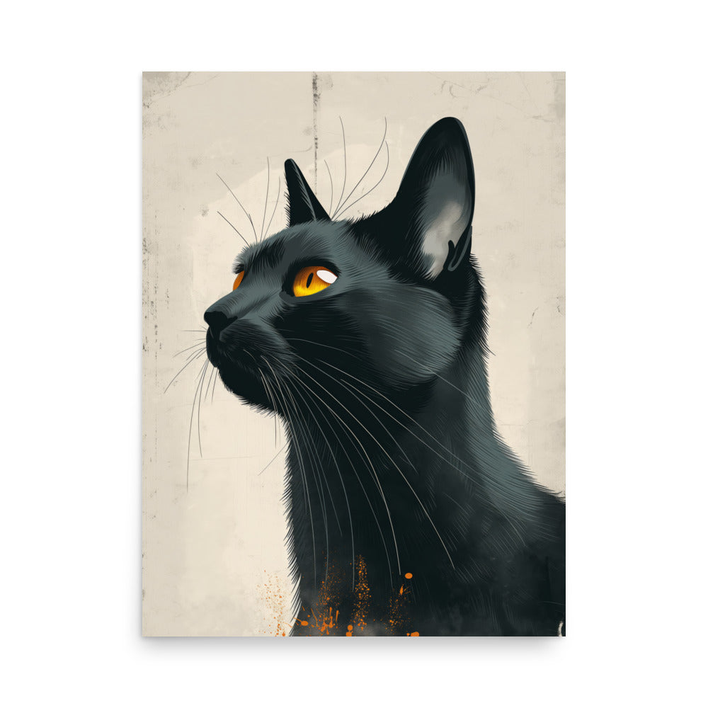 Minimalist Black Cat Art Print | Modern Feline Illustration | Cat Lover Wall Art