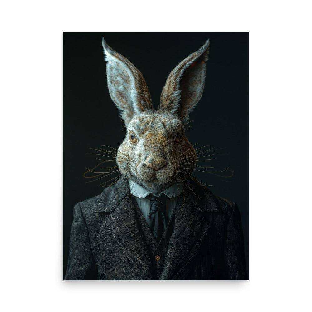 Dapper Rabbit Art Print - Vintage Animal Portrait
