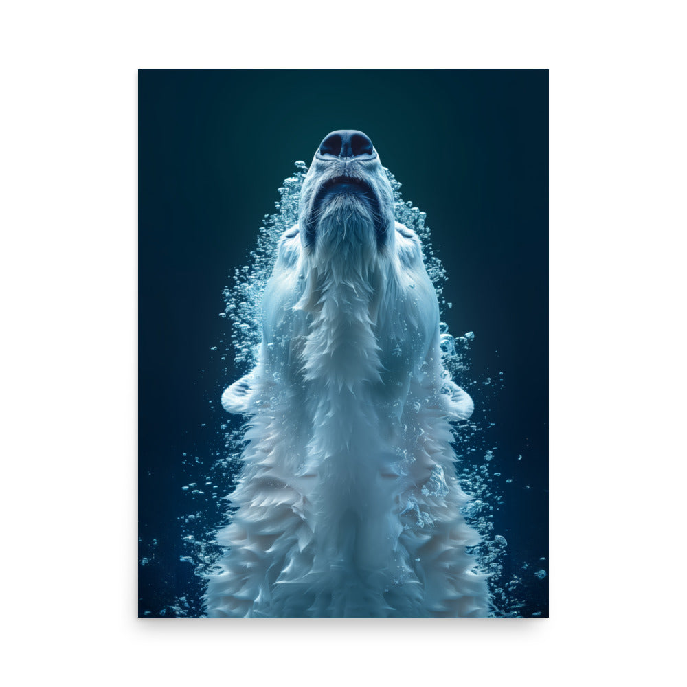 Serene Ascent Polar Bear Art Print - Underwater Wildlife Decor