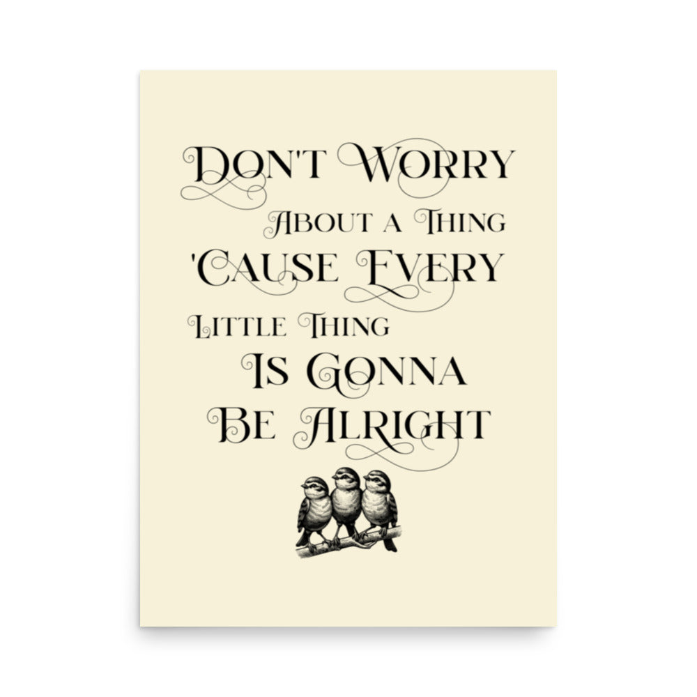 Bob Marley Quote Art Print - Three Little Birds Wall Art