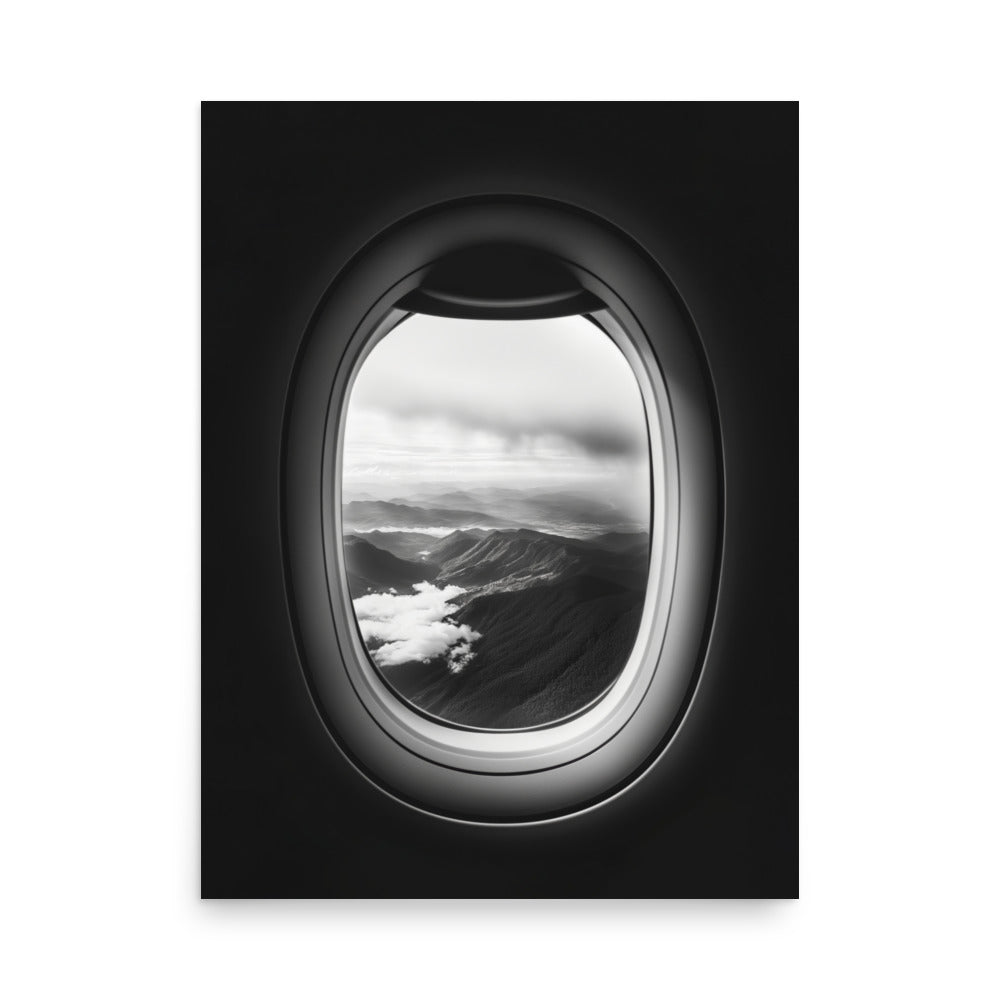 Airplane Window Art Print - Mountain Landscape