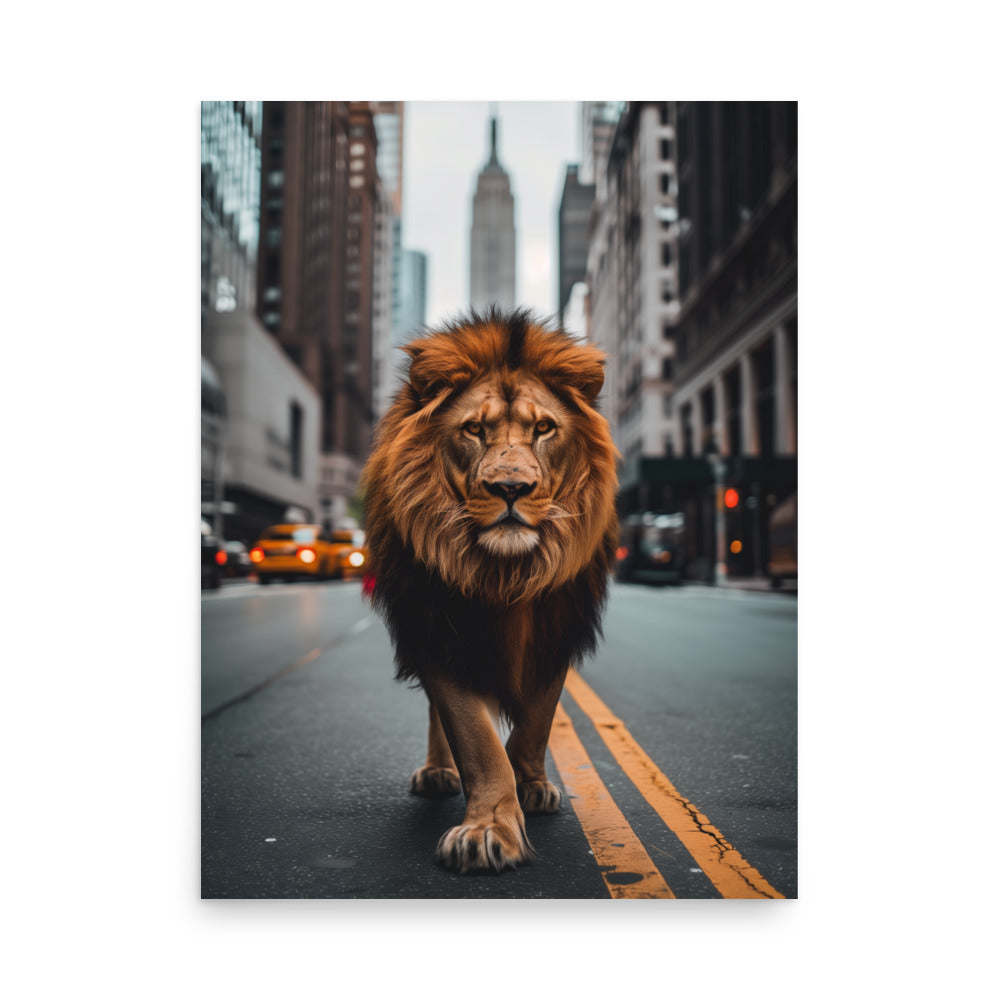 Lion in NYC Art Print - Urban Jungle Wall Art