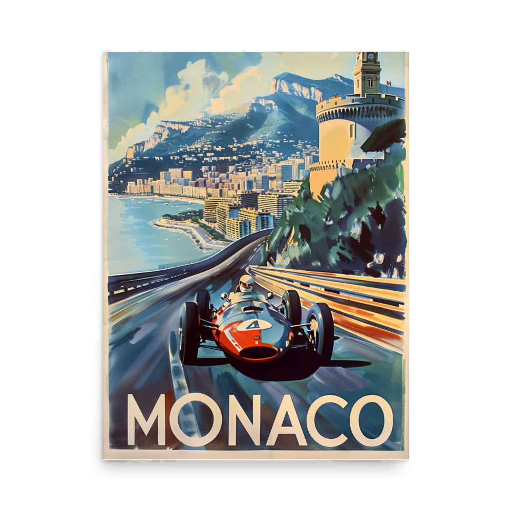 Vintage Monaco Grand Prix Art Print - Formula 1