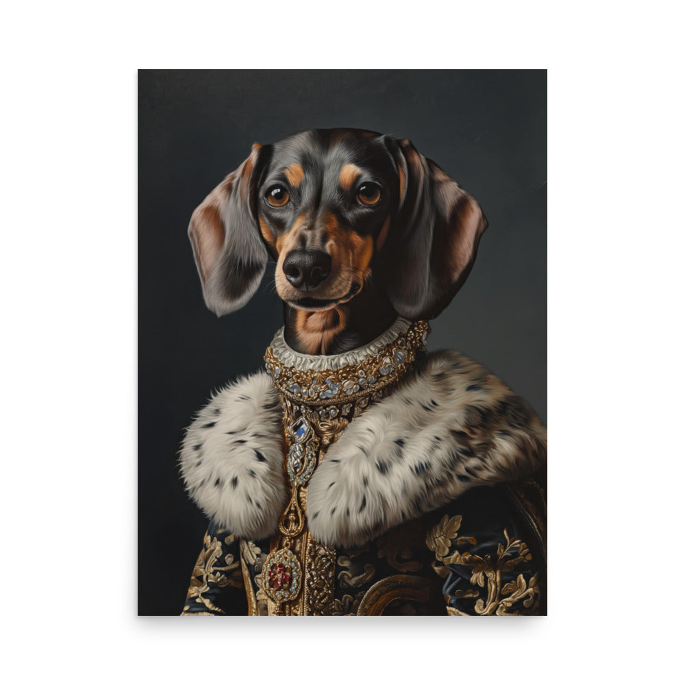 Regal Dachshund Art Print - Royal Dog Portrait