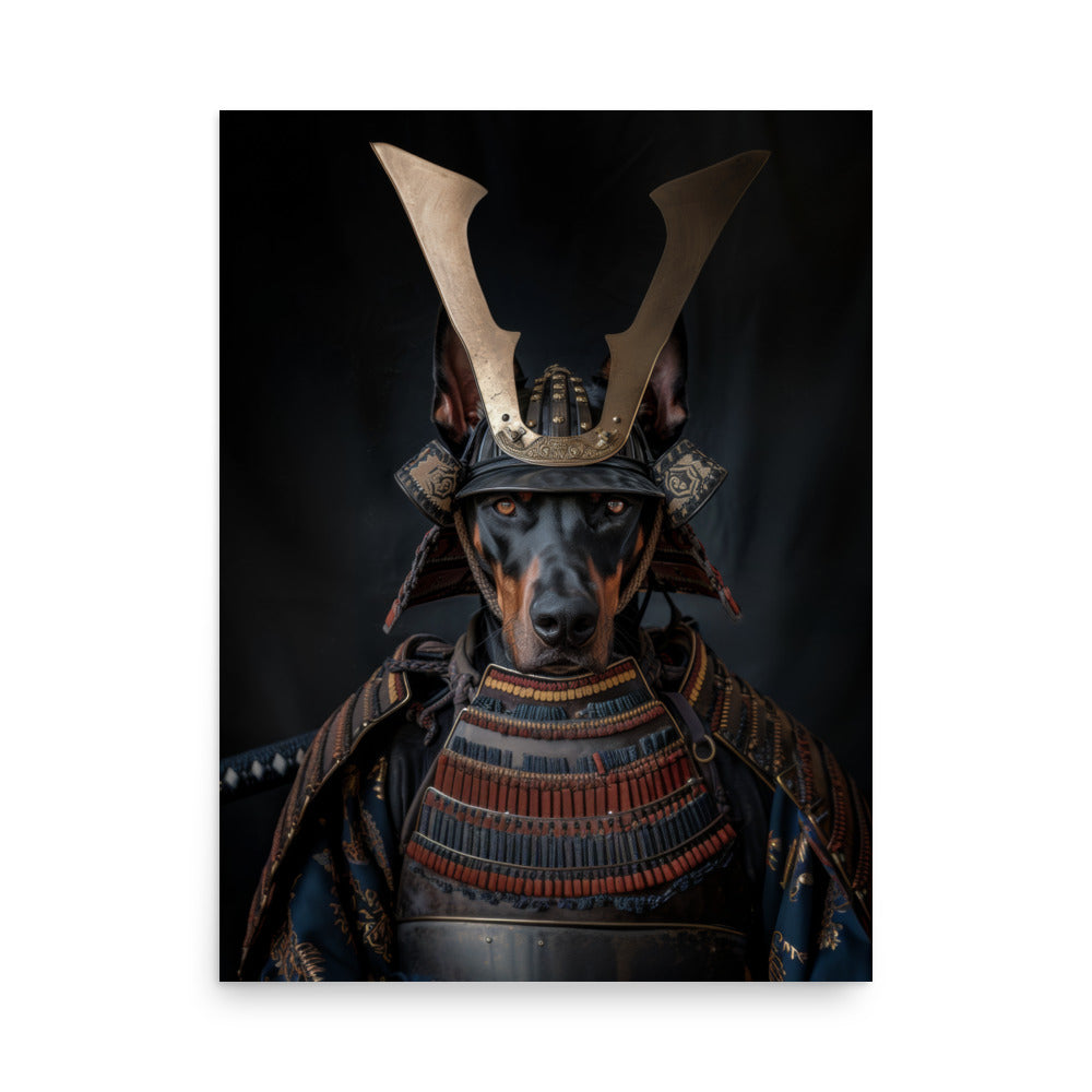 Samurai Doberman Art Print - Dog in Armor